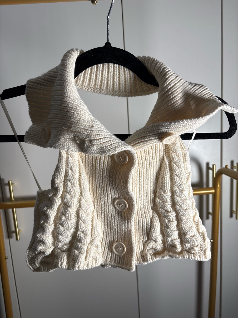 JLUXLABEL Cream Cable-Knit Button Front Sweater Vest